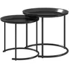 HOMCOM Lot de 2 tables basses rondes gigognes plateaux amovibles style...