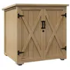 Outsunny Armoire de jardin 2 portes croisillons étagère toit bitumé bo...