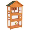 PawHut Cage à oiseaux volière grande taille 2 portes trappe toit asphalte tiroir amovible bois pré-huilé
