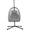 Outsunny Fauteuil suspendu de jardin chaise hamac résine tressée panie...