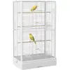 PawHut Cage à oiseaux volière avec portes perchoirs - 61 x 36,5 x 98 cm - blanc