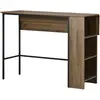 HOMCOM Ilot centra table de bar plateau latéral  rabattable et 3 étagères 120 x 76 x 91,4 cm marron