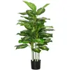 Plante artificielle calathea HOMCOM hauteur 120 cm pot ciment 53 feuil...