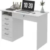 HOMCOM Bureau moderne avec 5 tiroirs, grand plateau, 1 compartiment ou...