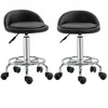 HOMCOM Lot de 2 tabouret à roulette pivotant 360°, assise réglable 47-...