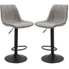 HOMCOM Lot de 2 Chaise haute bar Chaise de bar confortable Tabourets de bar vintage hauteur réglable pivotant avec repose-pied gris   Aosom France