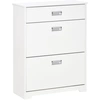 HOMCOM Meuble à chaussures avec 2 tiroirs rabattables étagère réglable + 1 tiroir  jusqu'à 16 paires 70L x 29l x 92H Blanc