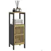 HOMCOM Meuble bas salle de bain - porte, 3 étagères - MDF noir bambou verni