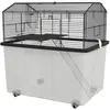 PawHut Cage hamster cage rongeur 2 étages avec roulettes plate-forme e...