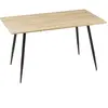 HOMCOM Table à manger rectangulaire 4 personnes acier noir effet bois naturel