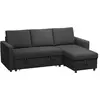 HOMCOM Canapé d'angle convertible 3 places modulable tissu aspect lin noir