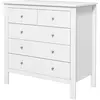 HOMCOM Commode à 5 tiroirs, meuble de rangement, avec poignées, glissières métalliques,  en bois, 79l x 39,5P x 80,5H cm, blanc