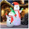 Outsunny Décoration Noël gonflable dim. 190L x 110l x 240H cm - Bonhomme de neige gonflable de Noël extérieur intérieur LED rotatives colorées