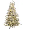 HOMCOM Sapin de Noël artificiel 180 cm arbre de Noël lumineux floqué e...