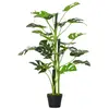 Outsunny Plante Artificielle Monstera Réaliste avec 21 Feuilles dans Pot en Ciment pour Intérieur et Extérieur   Aosom France