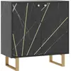 Homcom Buffet design - 2 portes, étagère - métal doré aspect marbre noir