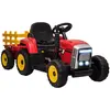 HOMCOM Tracteur électrique enfant avec remorque - effets sonores lumineux - télécommande - 3-6 kmh - rouge