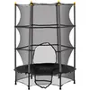 HOMCOM Trampoline Enfant Ø 1,40 × 1,90H m Filet de sécurité Porte zipée Couvre-Ressorts 6 poteaux rembourrés Inclus Noir