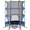 HOMCOM Trampoline Enfant Ø 1,63 × 1,9H m Filet de sécurité Porte zipée Couvre-Ressorts 6 poteaux rembourrés Inclus Bleu