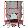 HOMCOM Trampoline Enfant Ø 1,63 × 1,9H m Filet de sécurité Porte zipée Couvre-Ressorts 6 poteaux rembourrés Inclus Rouge