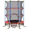 HOMCOM Trampoline Enfant Ø 1,75 × 1,90H m Filet de sécurité Porte zipée Couvre-Ressorts 6 poteaux rembourrés Noir Rouge Bleu