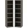 HOMCOM Lot de 2 étagères colonnes armoire de rangement CD-DVD 12 compa...