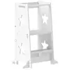 AIYAPLAY Tour d'apprentissage enfant table ensemble table et chaise 2 en 1 bois blanc