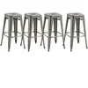 HOMCOM Lot de 4 tabourets de bar industriel empilables hauteur assise ...