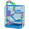 PawHut Cage pour hamster rongeur 4 étages avec tunnels mangeoire roue ...