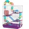 PawHut Cage pour hamster rongeur 4 étages avec tunnels mangeoire roue ...