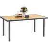 Non communiqué Table de jardin 6 personnes rectangulaire dim. 150 x 90 x 72 cm métal gris plateau effet bois naturel