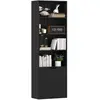 Bibliothèque 4 étagères armoire 2 portes dim. 59 x 29 x 180 cm noir