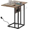 HOMCOM Table d'appoint bout de canapé avec station de charge, plateau ...