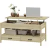 HOMCOM Table basse relevable, table basse avec tiroirs et compartiment...