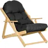 HOMCOM Fauteuil Chaise de Salon Pliable et inclinable en Bois Fauteuil...