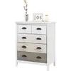HOMCOM Commode 5 tiroirs meuble de rangement avec poignées, 70 x 38 x ...