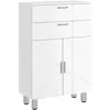 KLEANKIN Meuble de salle de bain 2 tiroirs panneau de particules blanc brillant