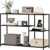 HOMCOM Console meuble étroite à 4 niveaux style industriel cadre en ac...