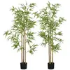 HOMCOM Bambou arbre artificiel hauteur 180 cm avec pot artificielles vert
