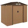 Outsunny Abri de jardin - remise pour outils - cabanon porte verrouillable - dim. 213L x 130l x 185H cm - tôle d'acier café chocolat