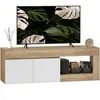Meuble TV - HOMCOM - 2 portes à fermeture douce et compartiment ouvert...