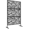 OUTSUNNY Panneau brise vue décoratif paravent extérieur motif végétal métal noir