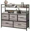 HOMCOM Meuble de rangement style industriel commode 5 tiroirs en tissu...