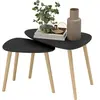 HOMCOM Lot de 2 tables basses gigognes design scandinave pieds en bois...