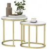 HOMCOM Lot de 2 tables basses tables d'appoint gigognes encastrables s...