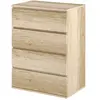 HOMCOM Commode 4 tiroirs meuble de rangement sans poignées design mini...