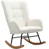 HOMCOM Fauteuil à bascule en tissu effet laine bouclée avec pieds en b...
