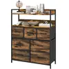 HOMCOM Meuble de rangement commode 7 tiroirs en tissu pliables et amov...