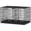 PawHut Cage à oiseaux volière intérieur acier avec séparateur 4 percho...