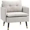 HOMCOM Fauteuil scandinave dossier capitonné avec passepoil en tissu 7...